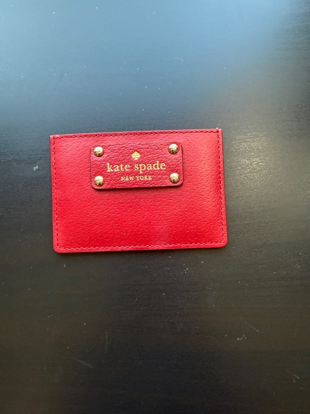 kate spade Red Leather Card Case with Gold Plaque - Picture 4 of 14